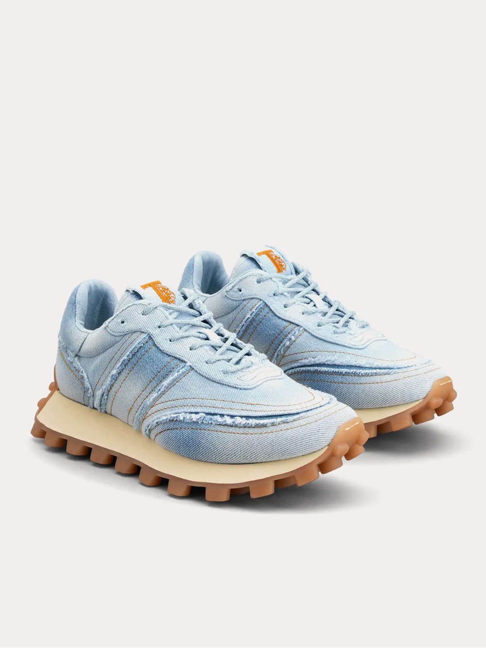 Tod's Light Denim Trail Sneakers with Gum Outsole
